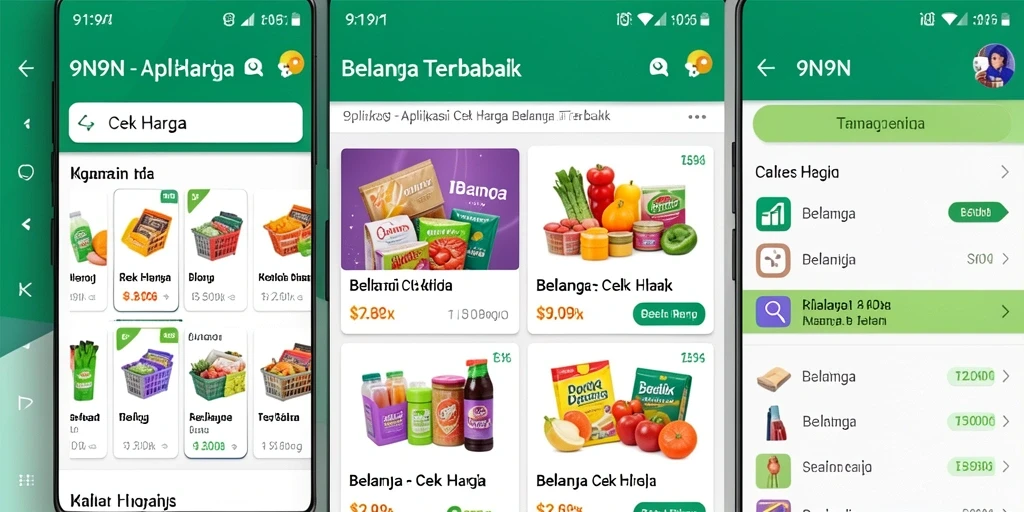 Antarmuka aplikasi 9N9N yang menampilkan fitur Cek Harga.