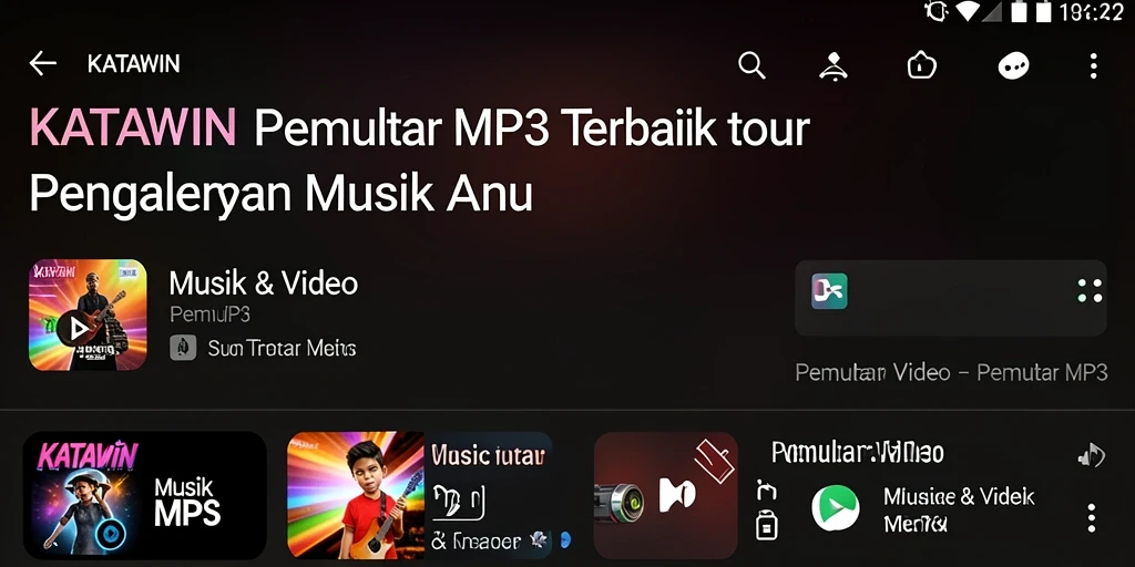 Tampilan antarmuka KATAWIN yang sederhana dan menarik untuk Pemutar MP3.