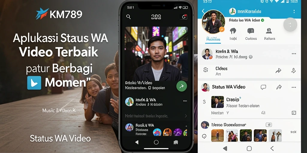 Tampilan antarmuka KM789 yang sederhana dan menarik untuk Status WA Video.